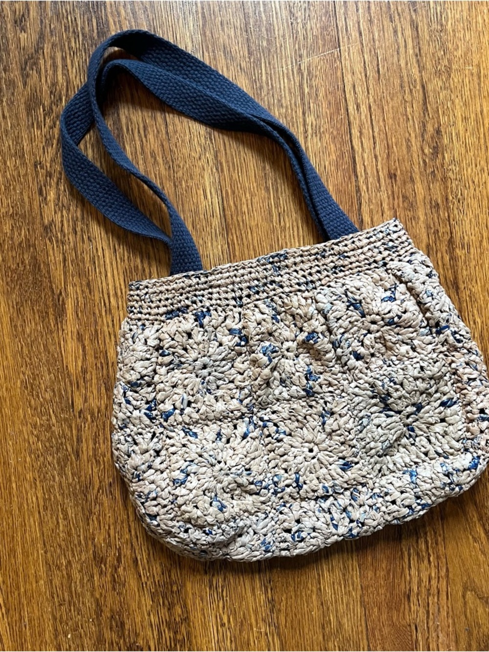 Artisan plarn eco crochet purse raffia shoulder bag upcycled boho cottage
